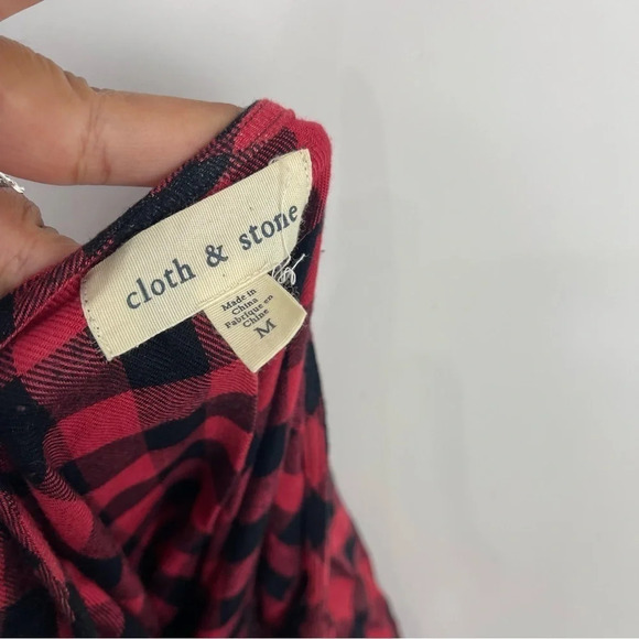 Cloth & Stone Buffalo Plaid Long Bell Sleeve Shift Dress Size Medium - Picture 10 of 10